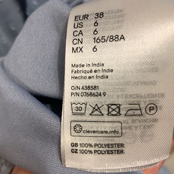 H&M Divided | Women’s Blue Sheer Swiss Dot Long Sleeve Midi Dress - Picture 9 of 10